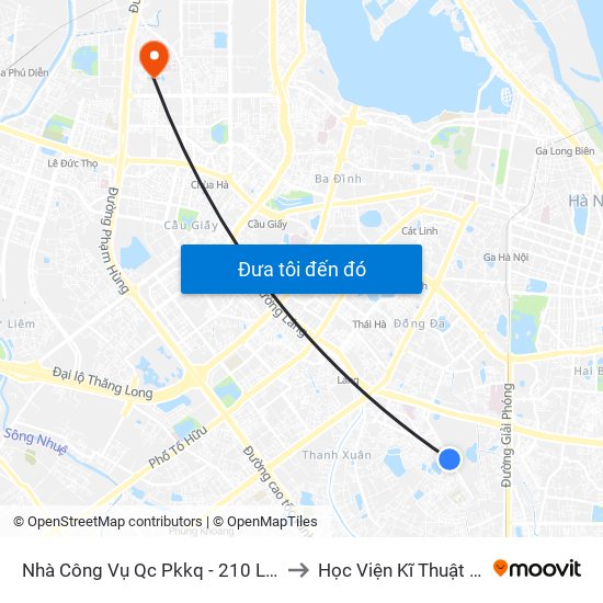 Nhà Công Vụ Qc Pkkq - 210 Lê Trọng Tấn to Học Viện Kĩ Thuật Quân Sự map