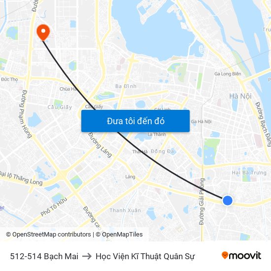 512-514 Bạch Mai to Học Viện Kĩ Thuật Quân Sự map