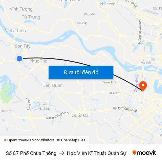 Số 87 Phố Chùa Thông to Học Viện Kĩ Thuật Quân Sự map