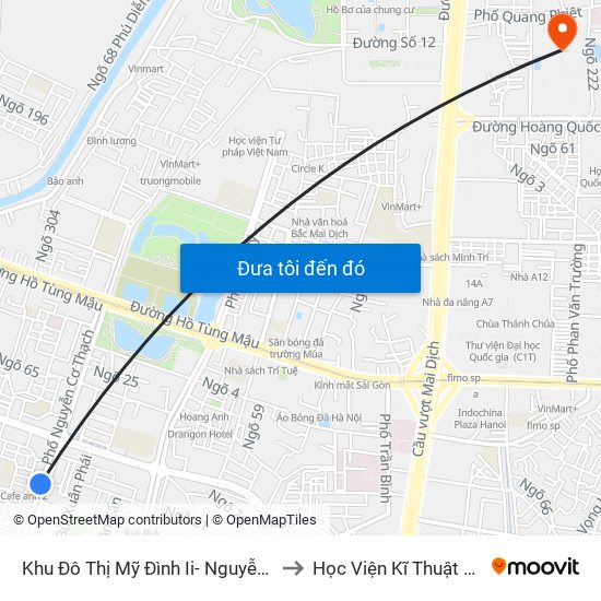 Khu Đô Thị Mỹ Đình Ii- Nguyễn Cơ Thạch to Học Viện Kĩ Thuật Quân Sự map