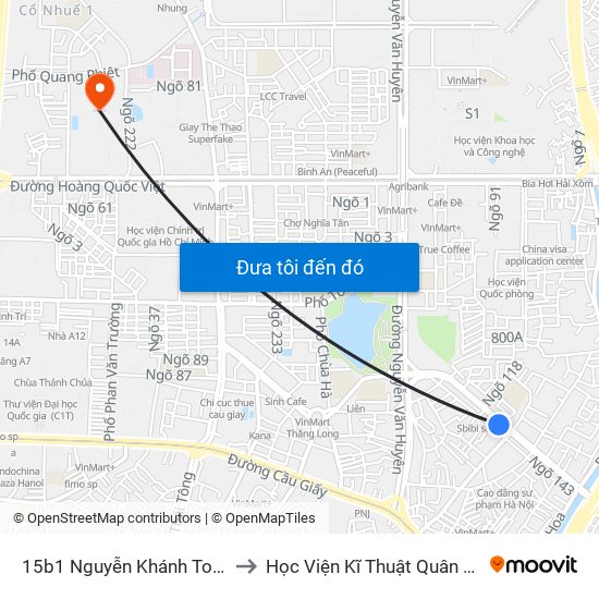 15b1 Nguyễn Khánh Toàn to Học Viện Kĩ Thuật Quân Sự map