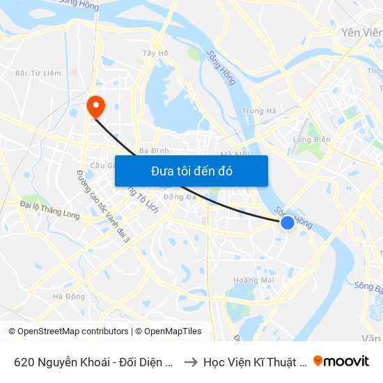 620 Nguyễn Khoái - Đối Diện Dốc Đoàn Kết to Học Viện Kĩ Thuật Quân Sự map