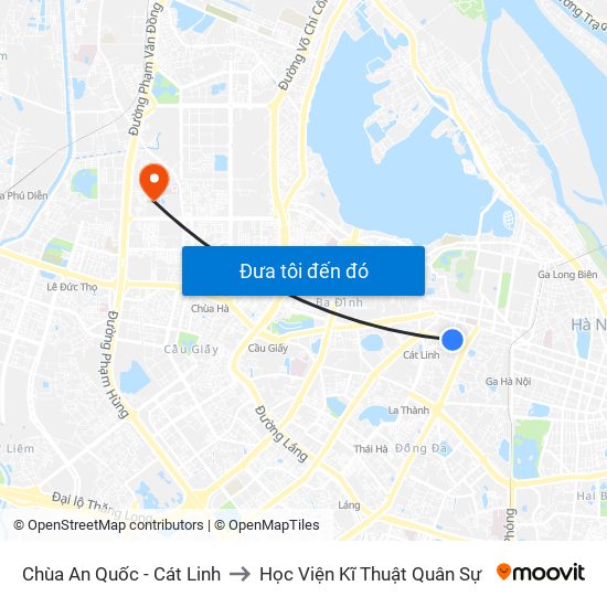 Chùa An Quốc - Cát Linh to Học Viện Kĩ Thuật Quân Sự map