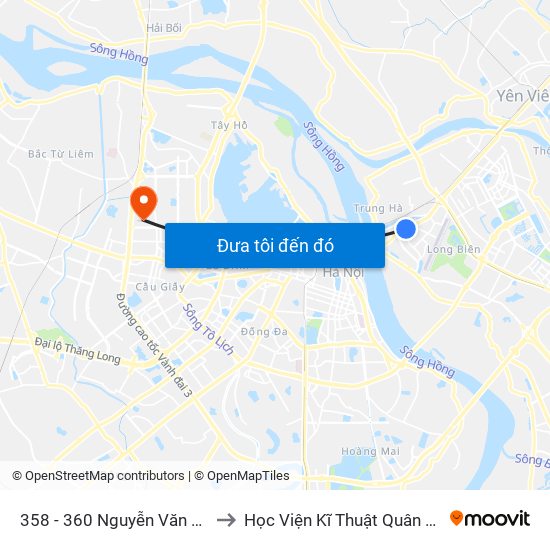 358 - 360 Nguyễn Văn Cừ to Học Viện Kĩ Thuật Quân Sự map