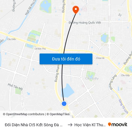 Đối Diện Nhà Ct5 Kđt Sông Đà Mỹ Đình - Phạm Hùng to Học Viện Kĩ Thuật Quân Sự map