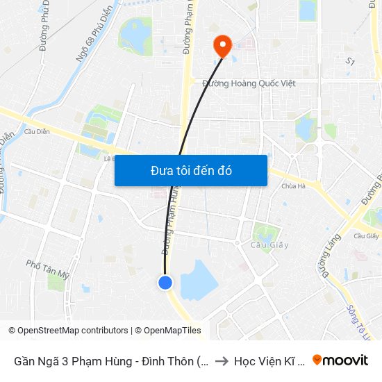 Gần Ngã 3 Phạm Hùng - Đình Thôn (Hướng Đi Khuất Duy Tiến)-Cột Trước to Học Viện Kĩ Thuật Quân Sự map