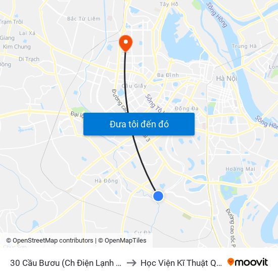 30 Cầu Bươu (Ch Điện Lạnh Hồng Sĩ) to Học Viện Kĩ Thuật Quân Sự map