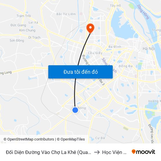 Đối Diện Đường Vào Chợ La Khê (Qua Ga Metro La Khê) - 405 Quang Trung (Hà Đông) to Học Viện Kĩ Thuật Quân Sự map
