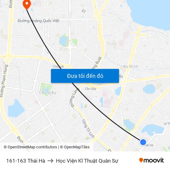 161-163 Thái Hà to Học Viện Kĩ Thuật Quân Sự map
