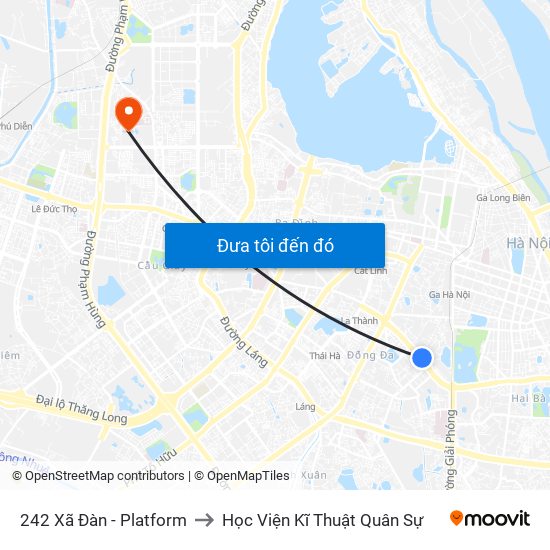 242 Xã Đàn - Platform to Học Viện Kĩ Thuật Quân Sự map