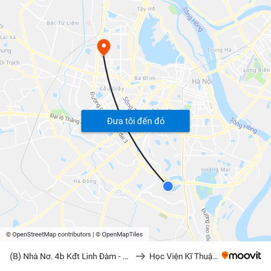 (B) Nhà Nơ. 4b Kđt Linh Đàm - Nguyễn Duy Trinh to Học Viện Kĩ Thuật Quân Sự map