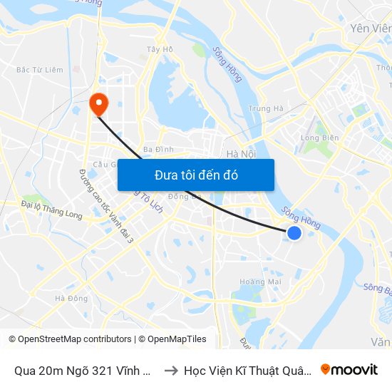 Qua 20m Ngõ 321 Vĩnh Hưng to Học Viện Kĩ Thuật Quân Sự map