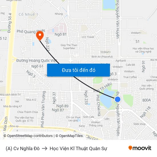 (A) Cv Nghĩa Đô to Học Viện Kĩ Thuật Quân Sự map