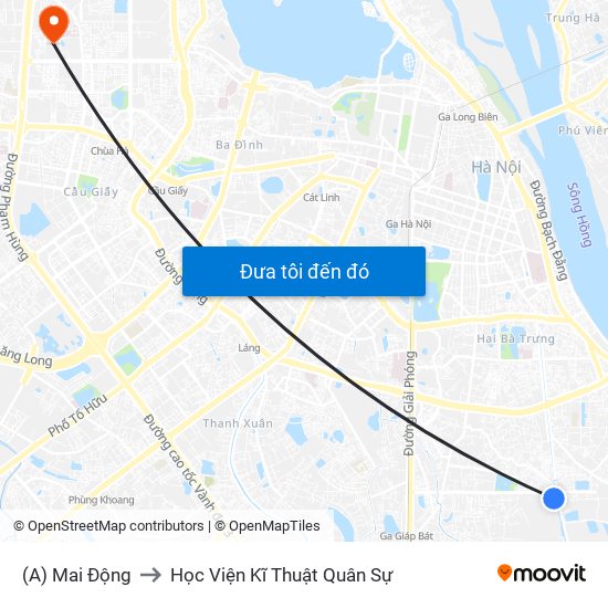 (A) Mai Động to Học Viện Kĩ Thuật Quân Sự map