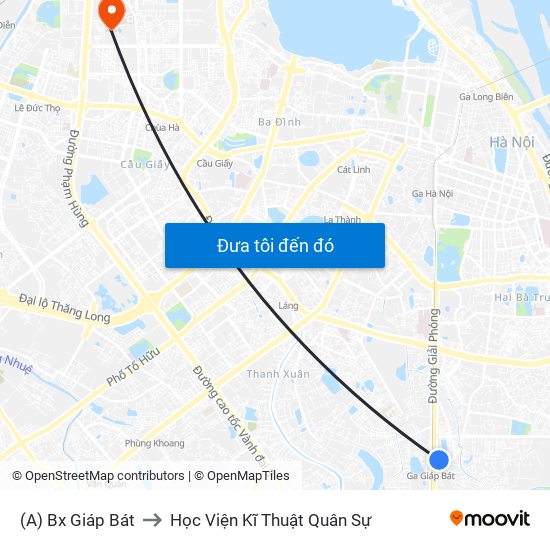(A) Bx Giáp Bát to Học Viện Kĩ Thuật Quân Sự map