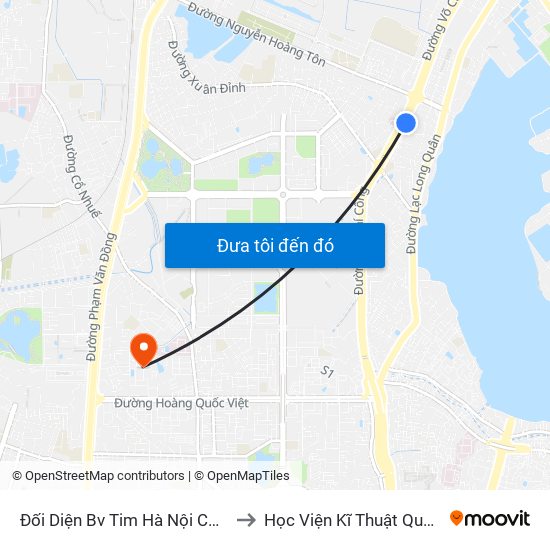 Đối Diện Bv Tim Hà Nội Cơ Sở 2 to Học Viện Kĩ Thuật Quân Sự map