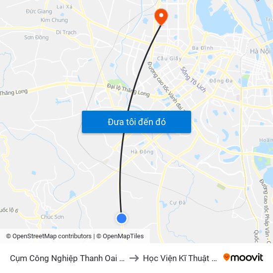 Cụm Công Nghiệp Thanh Oai (Cổng Phụ) to Học Viện Kĩ Thuật Quân Sự map