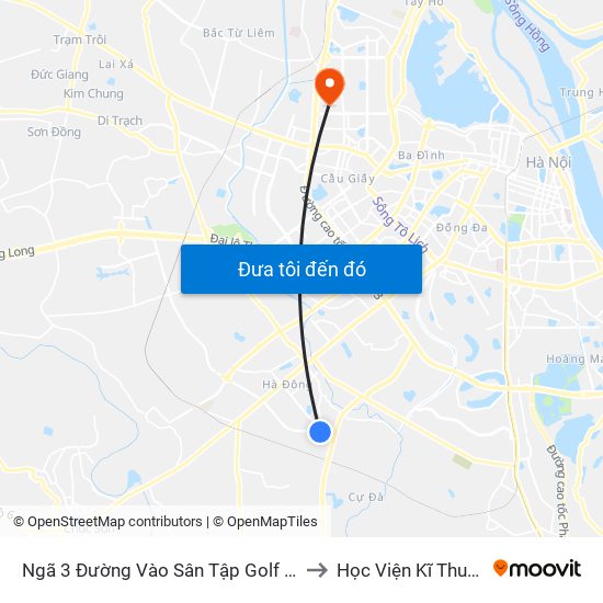 Ngã 3 Đường Vào Sân Tập Golf  Hà Đông - Văn Phú to Học Viện Kĩ Thuật Quân Sự map