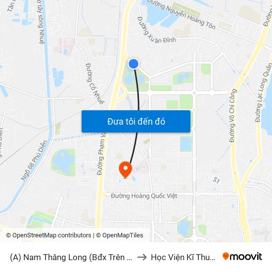 (A) Nam Thăng Long (Bđx Trên Đường Đỗ Nhuận) to Học Viện Kĩ Thuật Quân Sự map