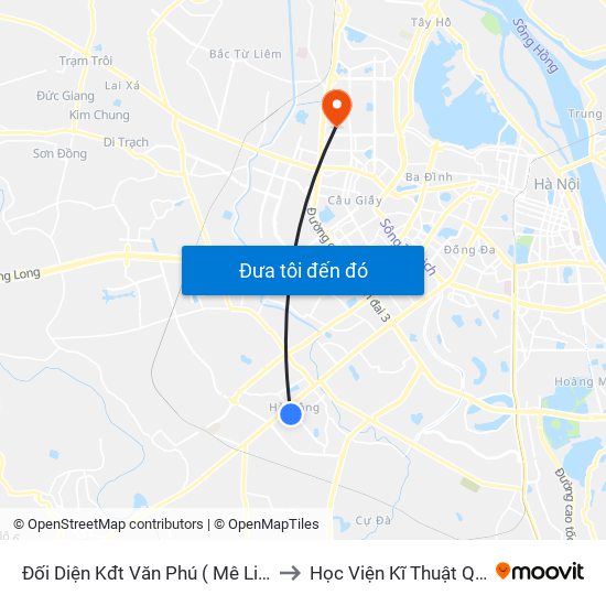 Đối Diện Kđt Văn Phú ( Mê Linh Plaza) to Học Viện Kĩ Thuật Quân Sự map