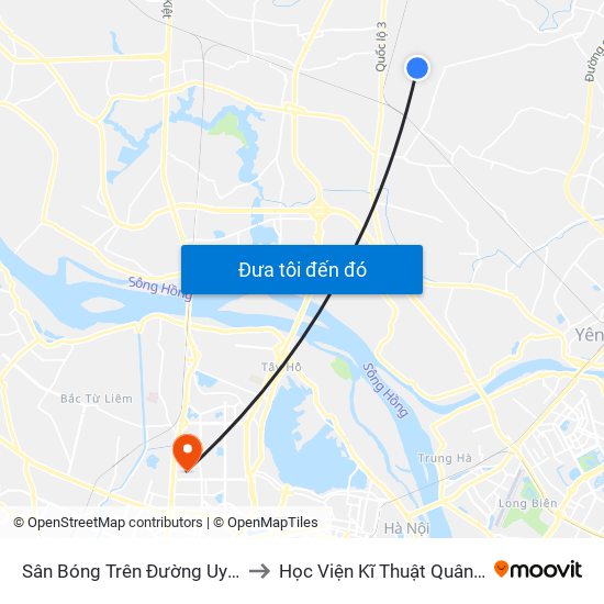 Sân Bóng Trên Đường Uy Nỗ to Học Viện Kĩ Thuật Quân Sự map