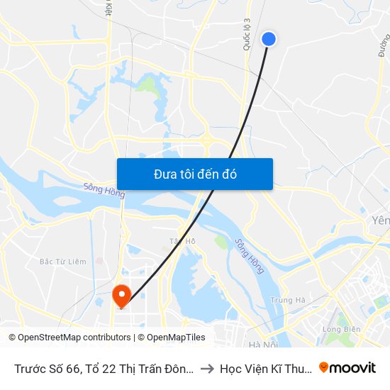 Trước Số 66, Tổ 22 Thị Trấn Đông Anh, Đường Uy Nỗ to Học Viện Kĩ Thuật Quân Sự map