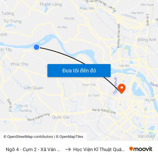 Ngõ 4 - Cụm 2 - Xã Vân Phúc to Học Viện Kĩ Thuật Quân Sự map