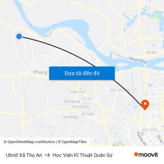 Ubnd Xã Thọ An to Học Viện Kĩ Thuật Quân Sự map