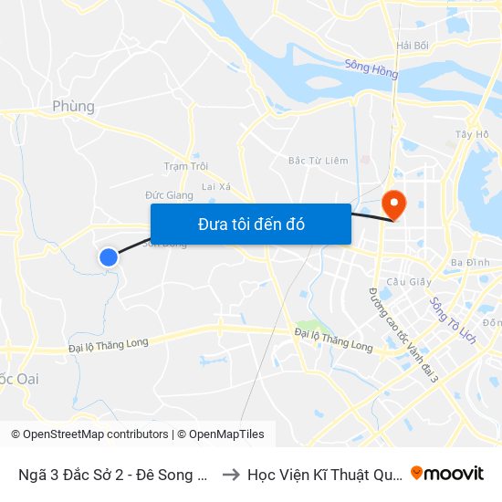 Ngã 3 Đắc Sở 2 - Đê Song Phương to Học Viện Kĩ Thuật Quân Sự map