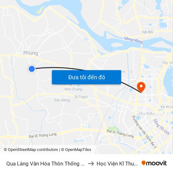 Qua Làng Văn Hóa Thôn Thống Nhất, Cát Quế 40m to Học Viện Kĩ Thuật Quân Sự map