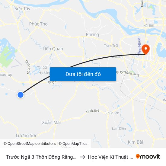 Trước Ngã 3 Thôn Đồng Rằng - Đông Xuân to Học Viện Kĩ Thuật Quân Sự map