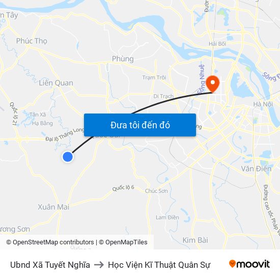 Ubnd Xã Tuyết Nghĩa to Học Viện Kĩ Thuật Quân Sự map