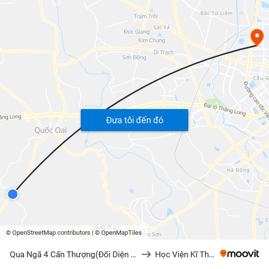 Qua Ngã 4 Cấn Thượng(Đối Diện Cổng Làng Phú Cường) to Học Viện Kĩ Thuật Quân Sự map