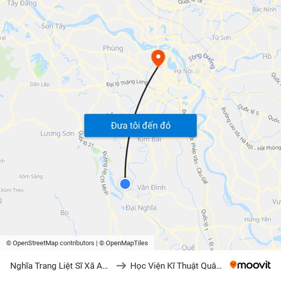 Nghĩa Trang Liệt Sĩ Xã An Mỹ to Học Viện Kĩ Thuật Quân Sự map