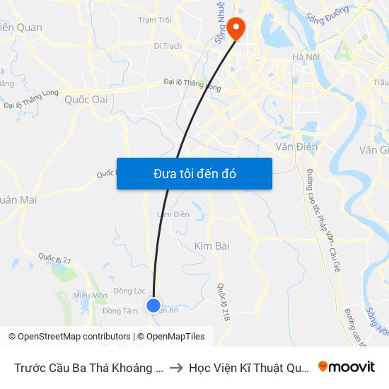 Trước Cầu Ba Thá Khoảng 150m to Học Viện Kĩ Thuật Quân Sự map