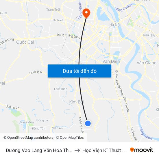 Đường Vào Làng Văn Hóa Thôn Tiên Lữ to Học Viện Kĩ Thuật Quân Sự map