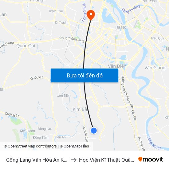 Cổng Làng Văn Hóa An Khoái to Học Viện Kĩ Thuật Quân Sự map