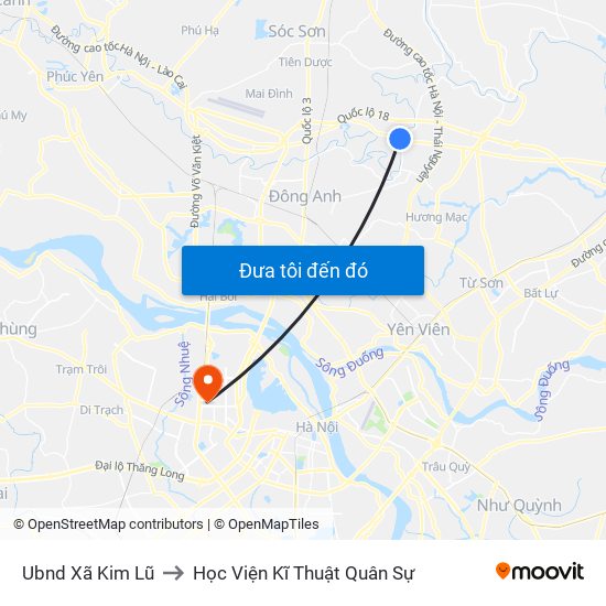 Ubnd Xã Kim Lũ to Học Viện Kĩ Thuật Quân Sự map