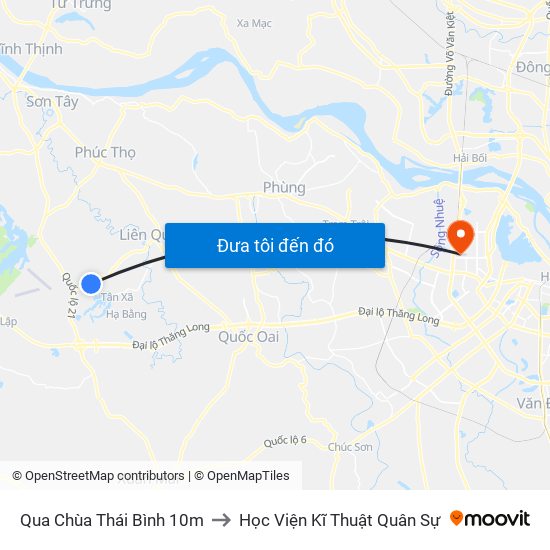 Qua Chùa Thái Bình 10m to Học Viện Kĩ Thuật Quân Sự map