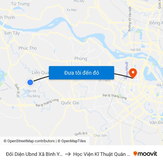 Đối Diện Ubnd Xã Bình Yên to Học Viện Kĩ Thuật Quân Sự map