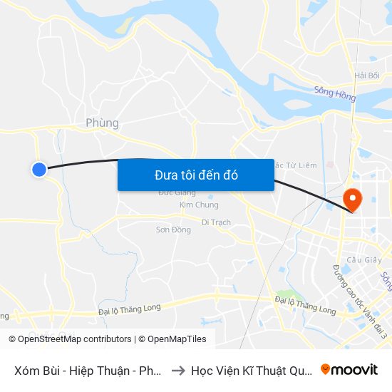 Xóm Bùi - Hiệp Thuận - Phúc Thọ to Học Viện Kĩ Thuật Quân Sự map
