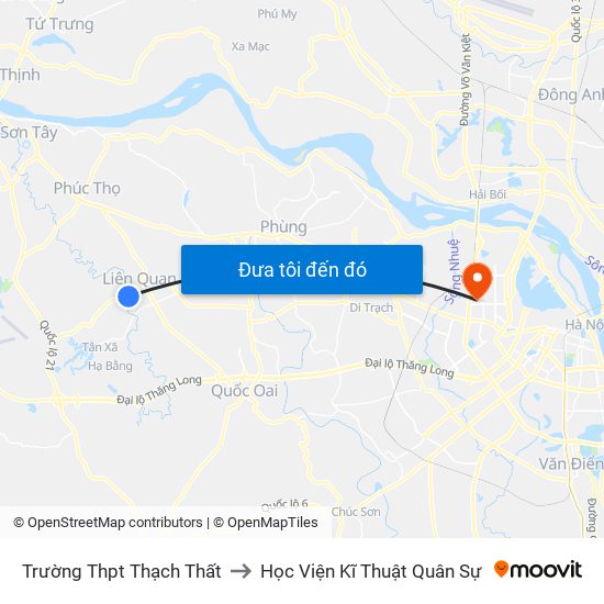 Trường Thpt Thạch Thất to Học Viện Kĩ Thuật Quân Sự map