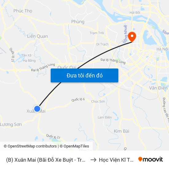 (B) Xuân Mai (Bãi Đỗ Xe Buýt - Trường Đại Học Lâm Nghiệp) to Học Viện Kĩ Thuật Quân Sự map