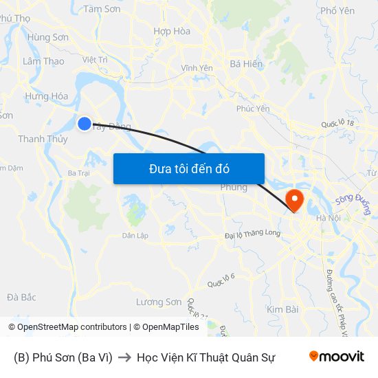 (B) Phú Sơn (Ba Vì) to Học Viện Kĩ Thuật Quân Sự map