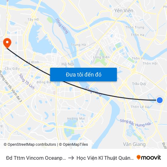 Đd Tttm Vincom Oceanpark to Học Viện Kĩ Thuật Quân Sự map