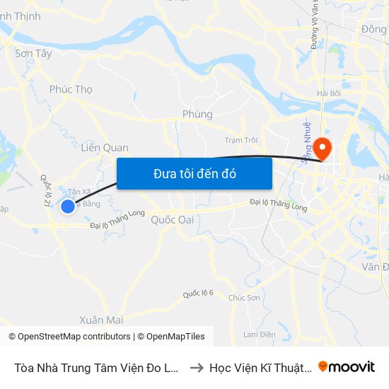 Tòa Nhà Trung Tâm Viện  Đo Lường Việt Nam to Học Viện Kĩ Thuật Quân Sự map