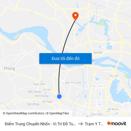 Điểm Trung Chuyển Nhổn - Vị Trí Đỗ Tuyến 20, 29, 32 (Chiều Sơn Tây - Hà Nội)- Đường 32 to Trạm Y Tế Xã Tiền Phong map