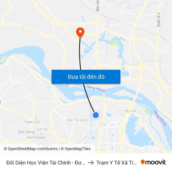 Đối Diện Học Viện Tài Chính - Đường Đức Thắng to Trạm Y Tế Xã Tiền Phong map