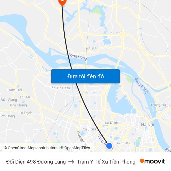 Đối Diện 498 Đường Láng to Trạm Y Tế Xã Tiền Phong map