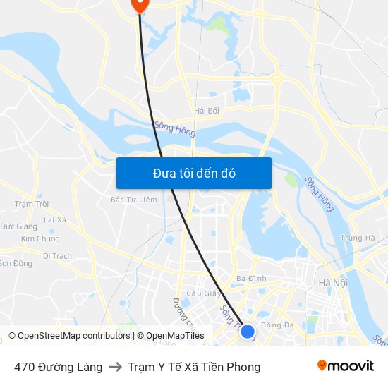 470 Đường Láng to Trạm Y Tế Xã Tiền Phong map